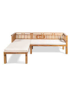solid teak L shaped sofa
