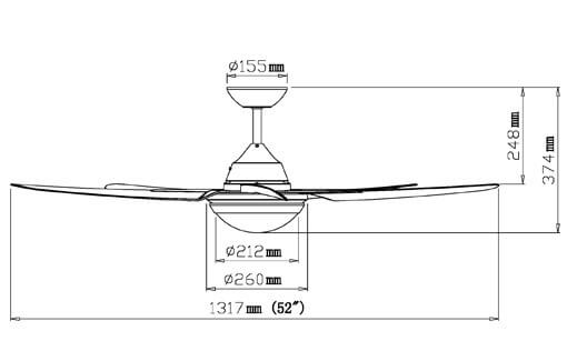 Ceiling Fan Dimensions In Mm Design Talk
