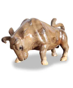 solid wood crafted bull