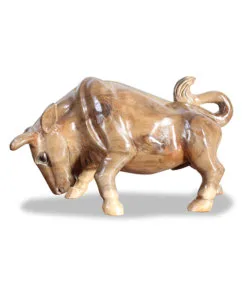 solid wood crafted bull
