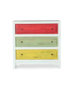 Colorful chest of drawers in solid wood