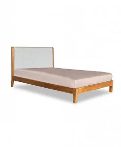 Solid Wood Bed Frame with headboard upholstered