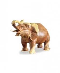 Solid Suar Wood Elephant Sculpture