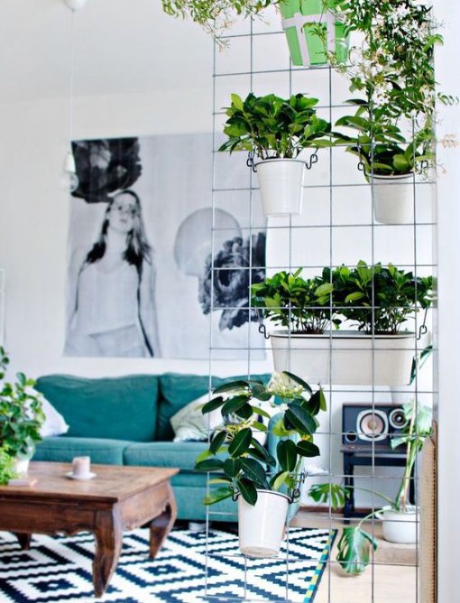 Simple wire mesh potted plant room divider for HDB and BTO Singapore