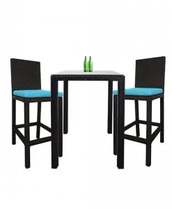 Midas Wicker Bar Table and Bar Stool set of 3 with blue cushion. suitable for balcony (3) | Wihardja Furniture Singapore outdoor furniture singapore