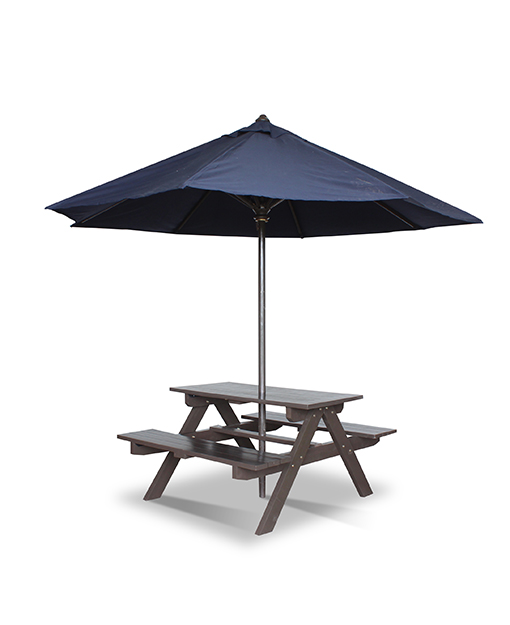 outdoor table and bench with umbrella for schools, parks, resorts