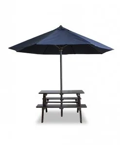 outdoor picnic table and bench with umbrella
