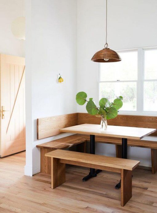 minimalist wood dining corner with dining bench | Shop Furniture Online ...