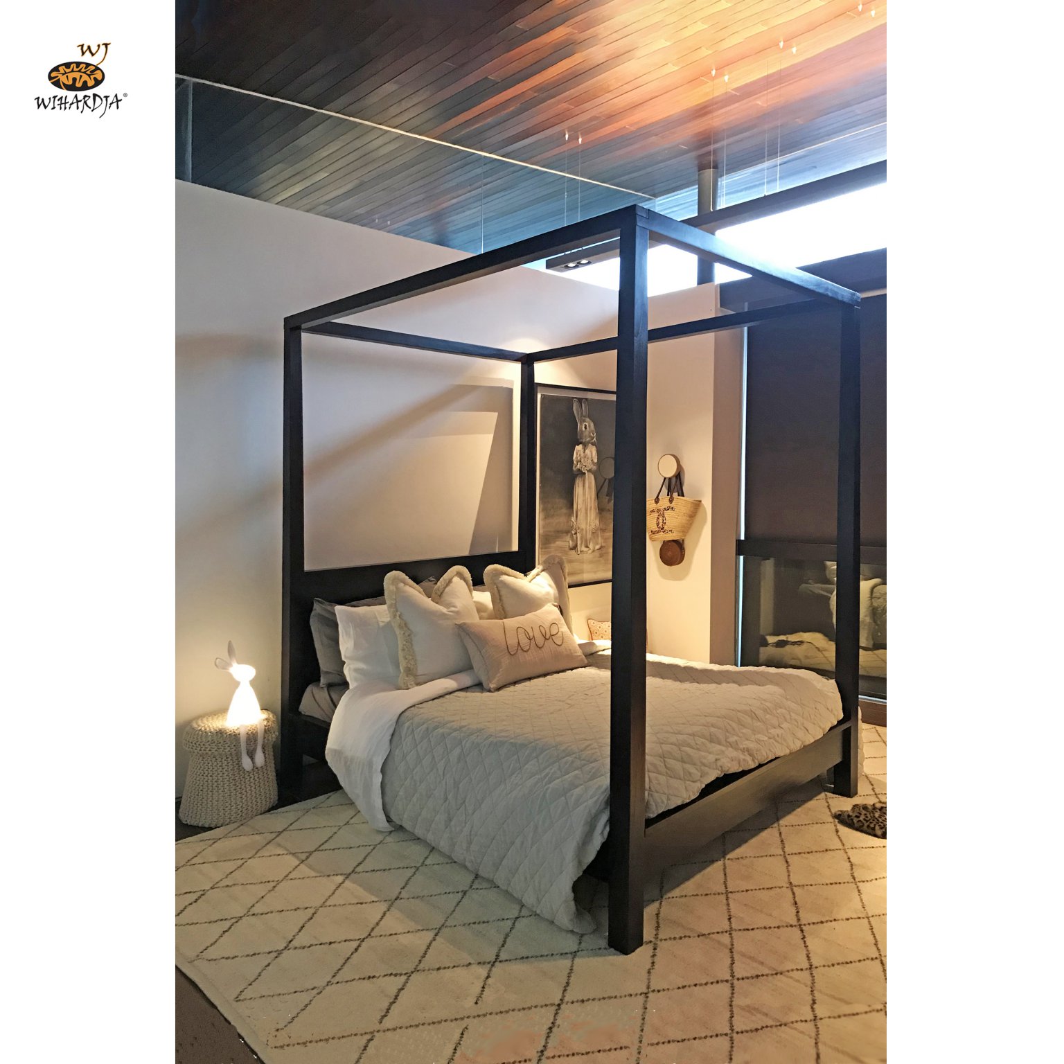 black wooden four poster bedframe singapore
