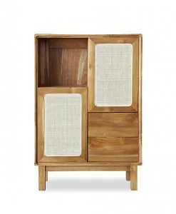 Adrienna Teak Display Cabinet Rattan
