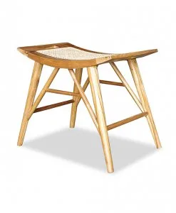 Bethanny Solid Teak Wood Single Stool Rattan living room furniture sg | Wihardja Furniture Singapore