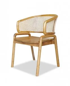 Delaina Teak Dining Chair With Armrest Rattan