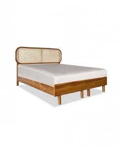 Hadyn Teak Bed Frame Rattan solid wood natural timber furniture sg | Wihardja Furniture Singapore