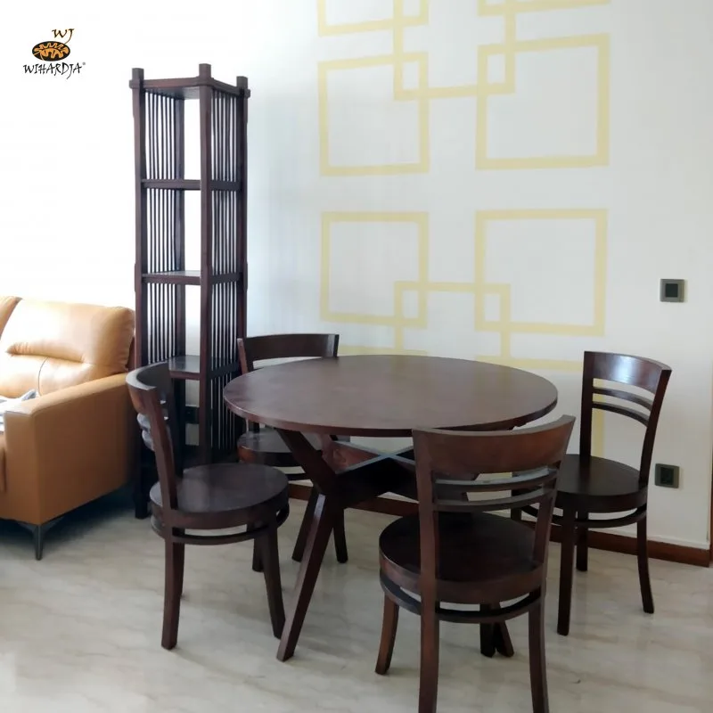 retro modern inspired home with teak wood round dining table_01 | Wihardja Furniture Singapore