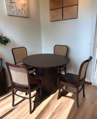 Agata Teak Fluted Dining Table Round | Wihardja Furniture Singapore