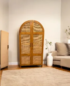Alternative view of Abaigeal Teak Arched Cabinet Rattan
