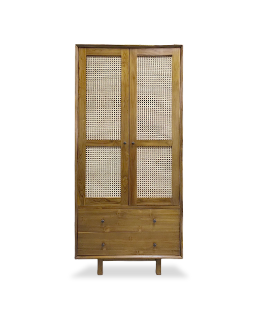 Dalina Teak Wardrobe Rattan bedroom furniture sg