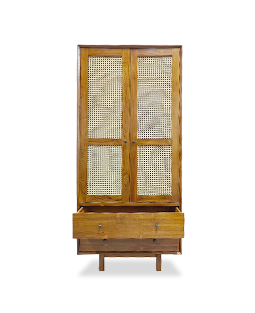 Dalina Teak Wood Wardrobe Rattan furniture singapore
