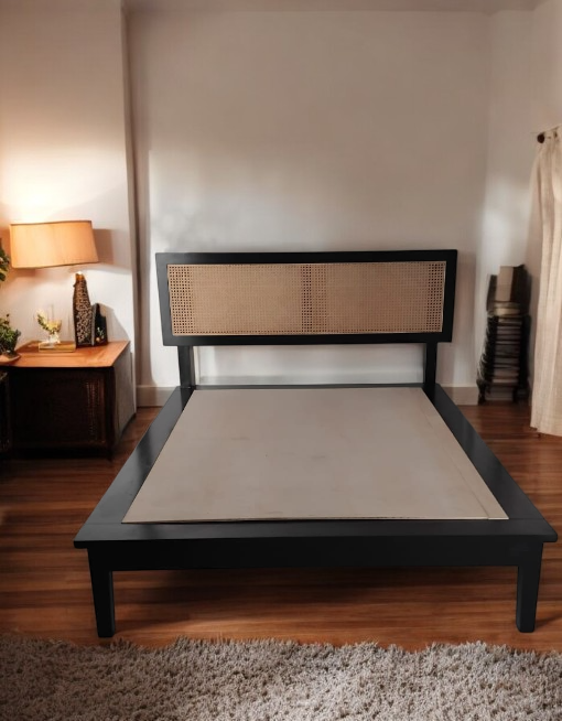 TSN1775_Constantino Teak Platform Bed Frame Rattan