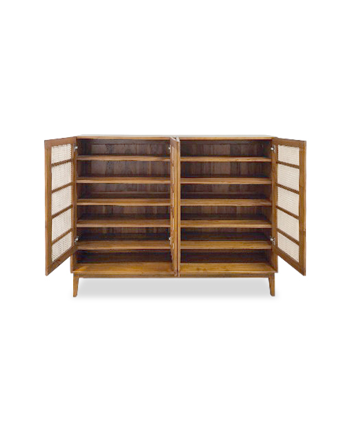 Penina Teak Shoe Cabinet Rattan Wooden Furniture SG