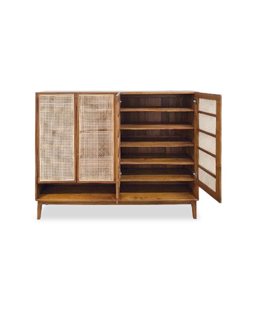 Penina Teak Wooden Shoe Cabinet Rattan SG