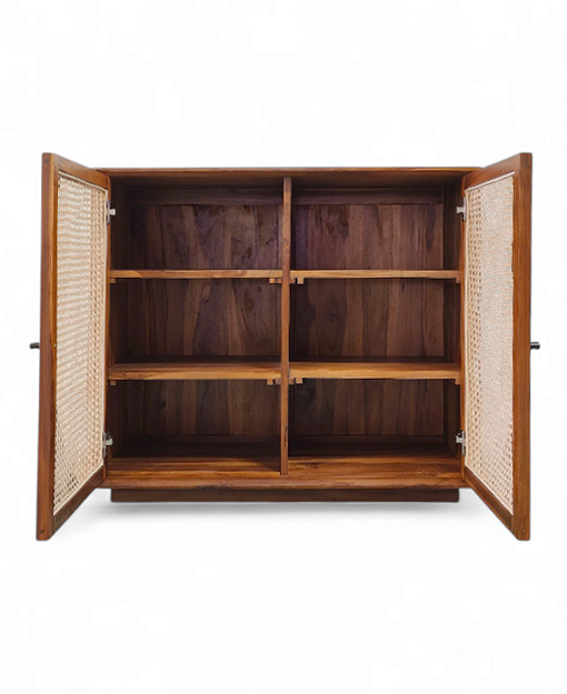 Tatiyanna Solid Teak Wooden Cabinet Rattan Furniture sg