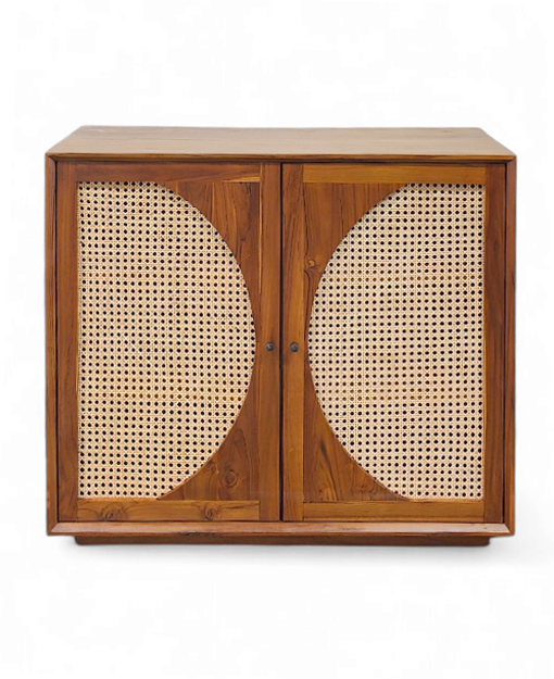 Tatiyanna Teak Cabinet Rattan Wooden Furniture SG