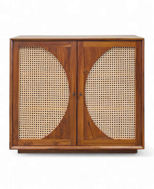Tatiyanna Teak Cabinet Rattan Wooden Furniture Singapore