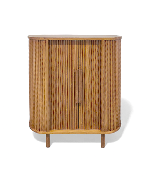 Tessie Solid Teak Wood Cabinet with Fluted Design Furniture Singapore