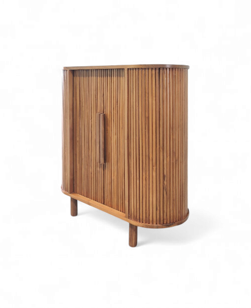 Tessie Solid Teak Wood Storage Cabinet Fluted Design Furniture SG