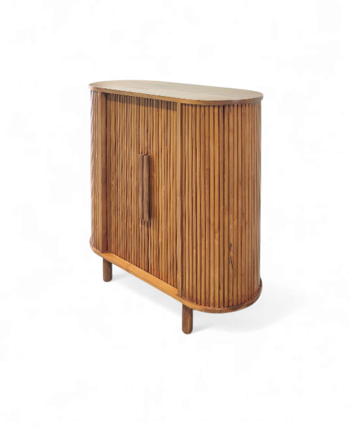 Tessie Solid Teak Wood Storage Cabinet Fluted Design Furniture Singapore