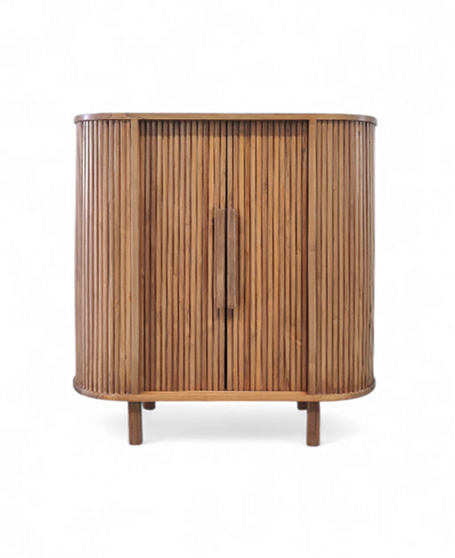 Tessie Solid Teak Wooden Cabinet Fluted Design Furniture SG