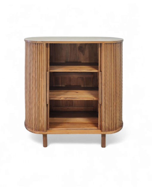 Tessie Solid Teak Wood Cabinet Fluted Design Furniture Sg